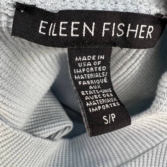 Eileen Fisher Top Women's Size S Gray Waffle Knit Long Sleeve Mock Neck Normcore - Picture 9 of 10